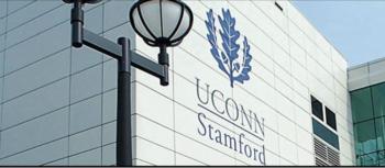 'UCONN Stamford' on building façade