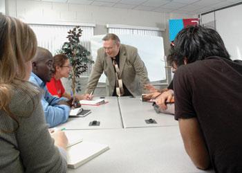 group discussion with professor