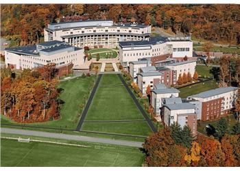 aerial view of a campus with foliage