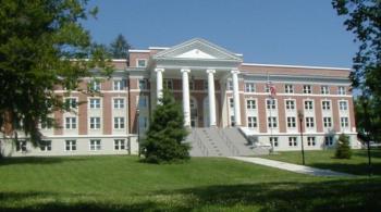 classic red brick building with columns