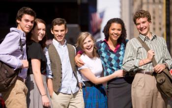 group of students smiling together