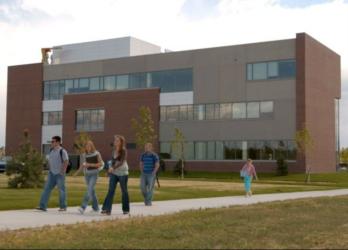 students walking outside college campus