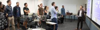 people watching a presentation in a classroom