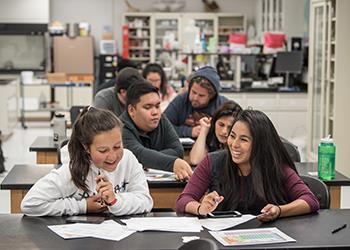 students working together in a science laboratory